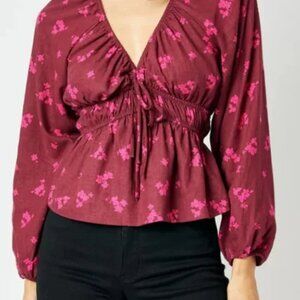 Universal Thread V-neck Long Sleeve Flower Shirt